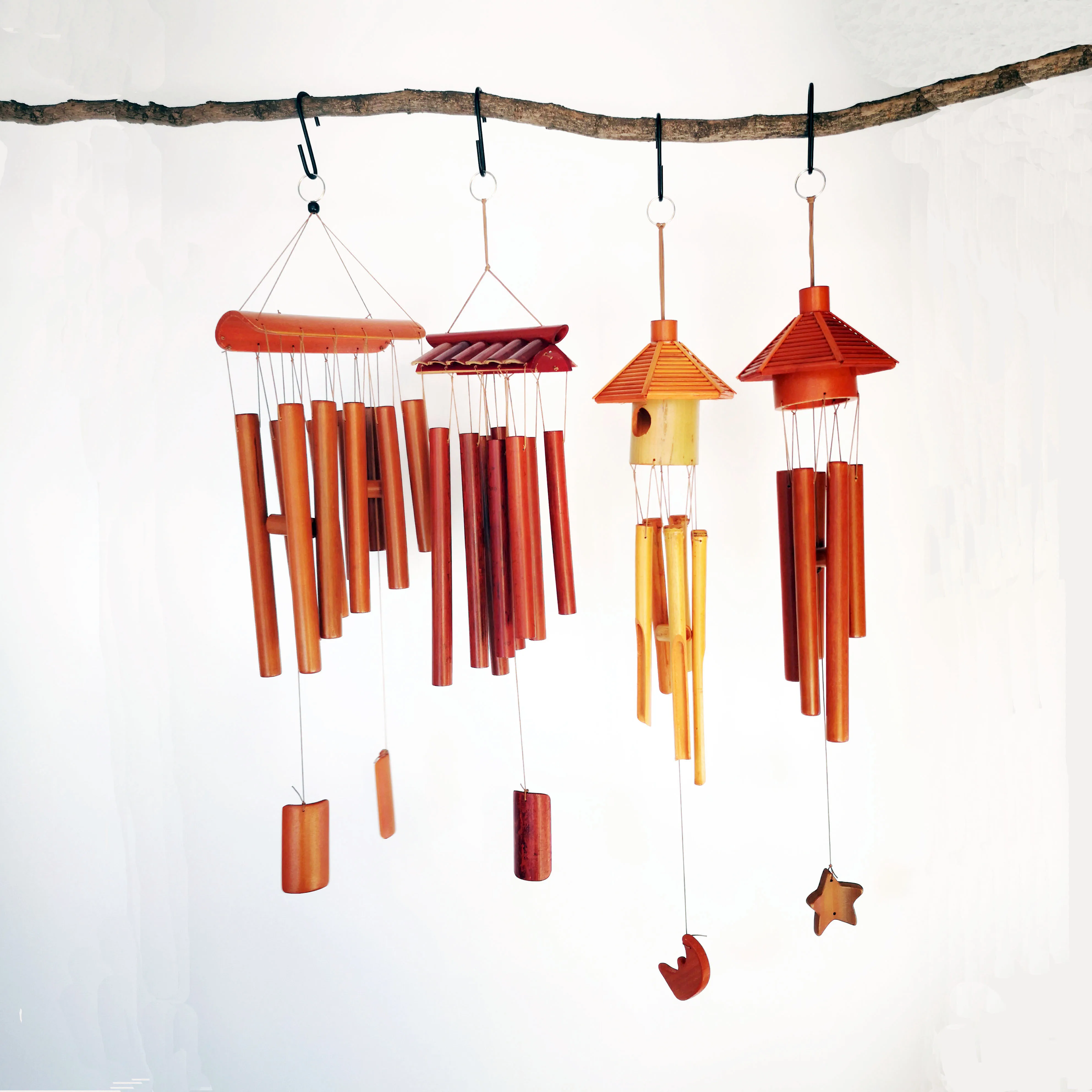 Amazon Hot Sale Handmade Bali Style Bird House Garden Hanging Bamboo Wind Chimes for Indoor /outdoor