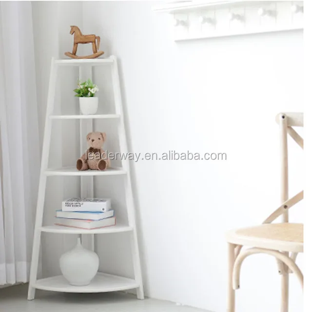 LW20135 A-Shaped Wooden 5-Tier Display Corner Shelf