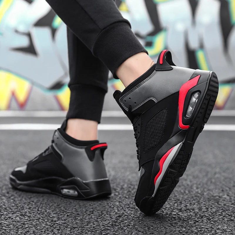 
Breathable High-top Basketball Shoes Boys Air Cushion Cushioning Running Shoes Men's Fashion Sneakers 