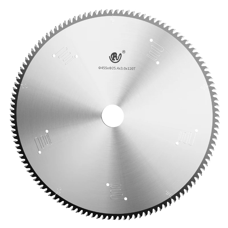 PUJI factory wholesale 455 mm 60 100 120 teeth TCT tungsten carbide tipped circular round knife saw blade for aluminium cutting
