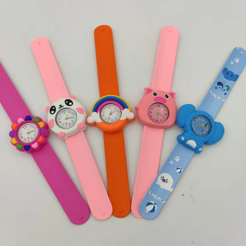 round dial silicone wristband Watch kids slap digital watches