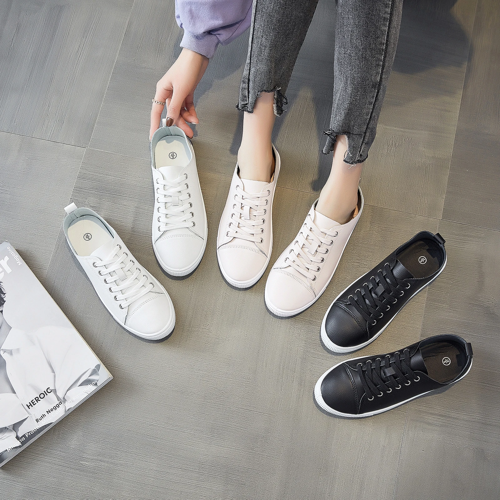 Wholesale Custom Cheap China Factory Women Shoes Ladies PU Fashion Sneaker Casual Shoes