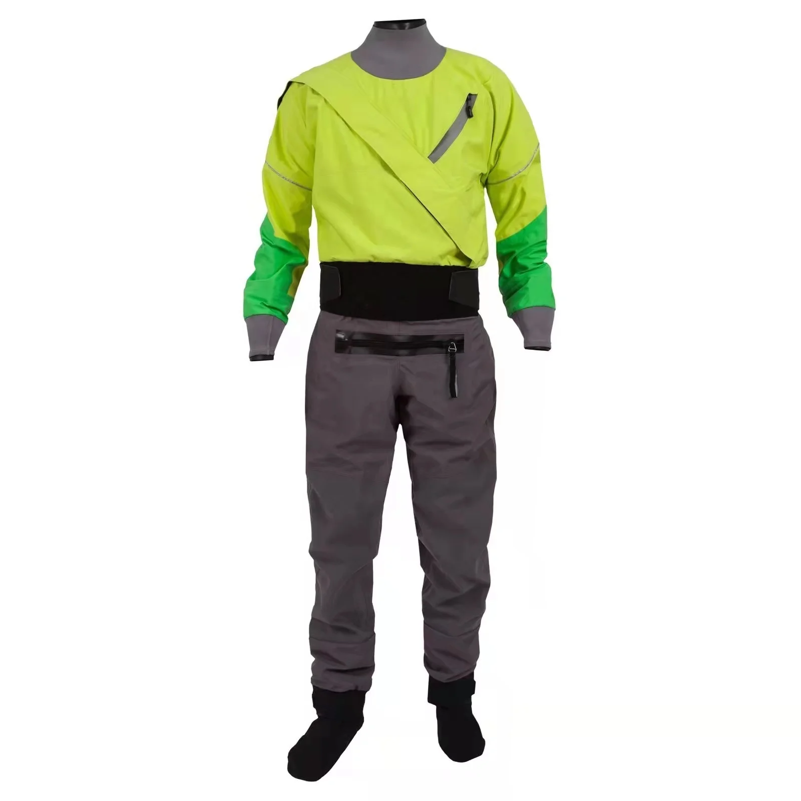 Men Latex Neck Front Zip Dry Suit Kayaking Paddling Rafting Suits Waterproof Breathable Drysuit