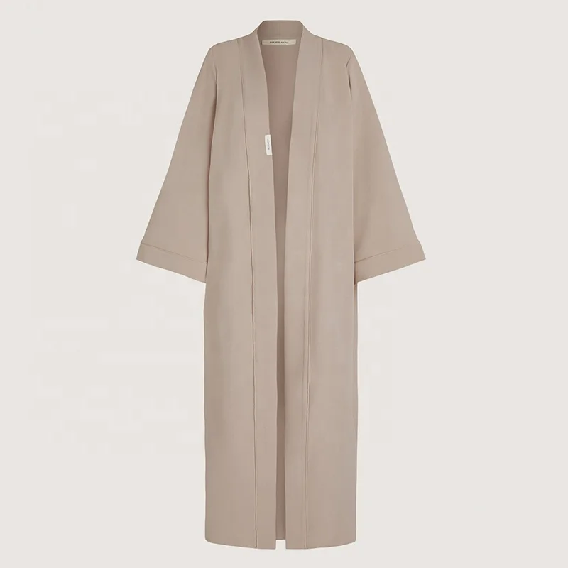 2024 Essential Khaki Simple Style Muslim Dress Good Smooth Fabric Modest Dress Popular Abaya Oben Dubai Womens Muslim Clothing