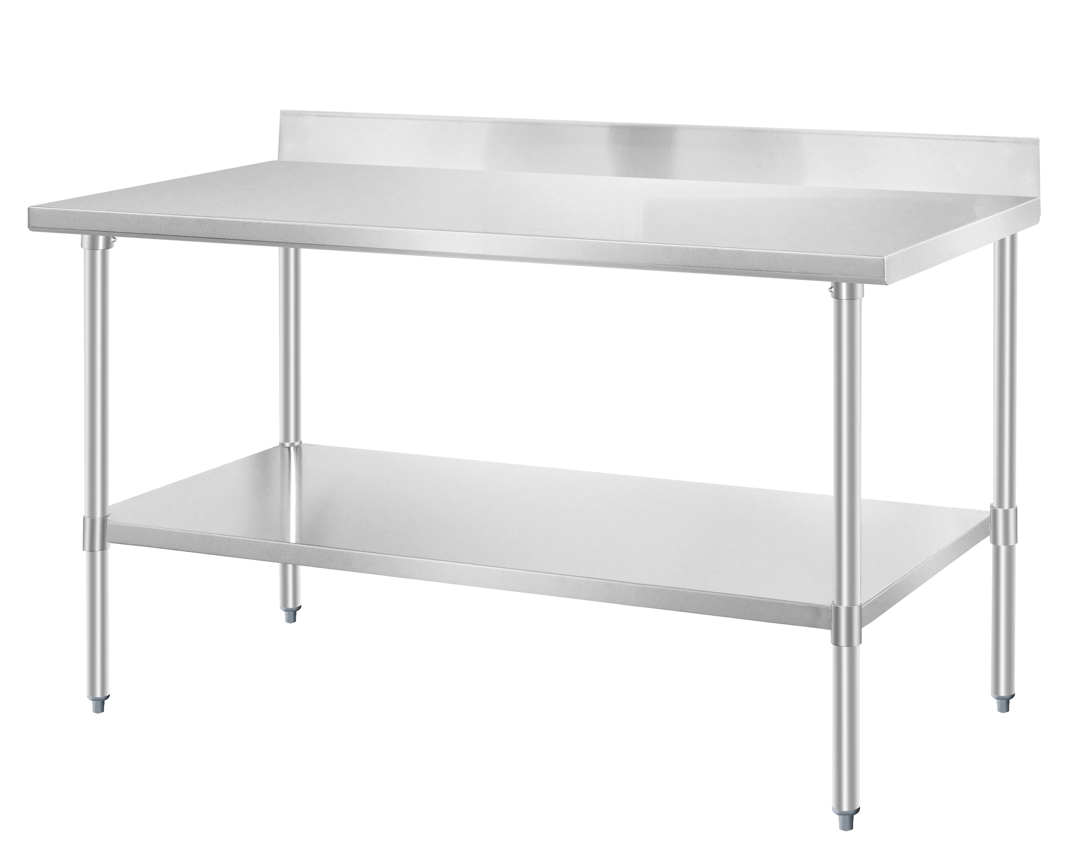Wholesale Stainless Steel coffee Work Table with Under Shelf and Backsplash