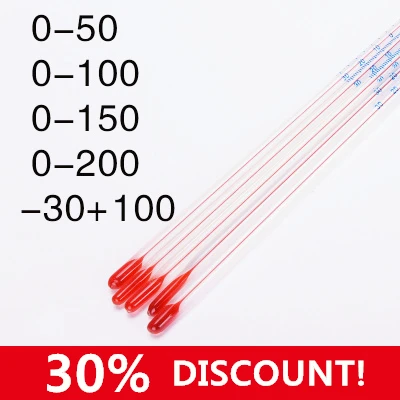 red,blue,green,black alcohol filled 300mm long thermometers 0-150C