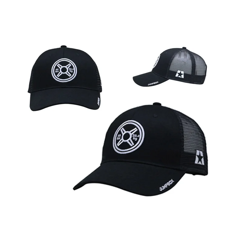 Черный кепки на заказ логотип бейсболки 6 панели с сетчатая Кепка-тракер