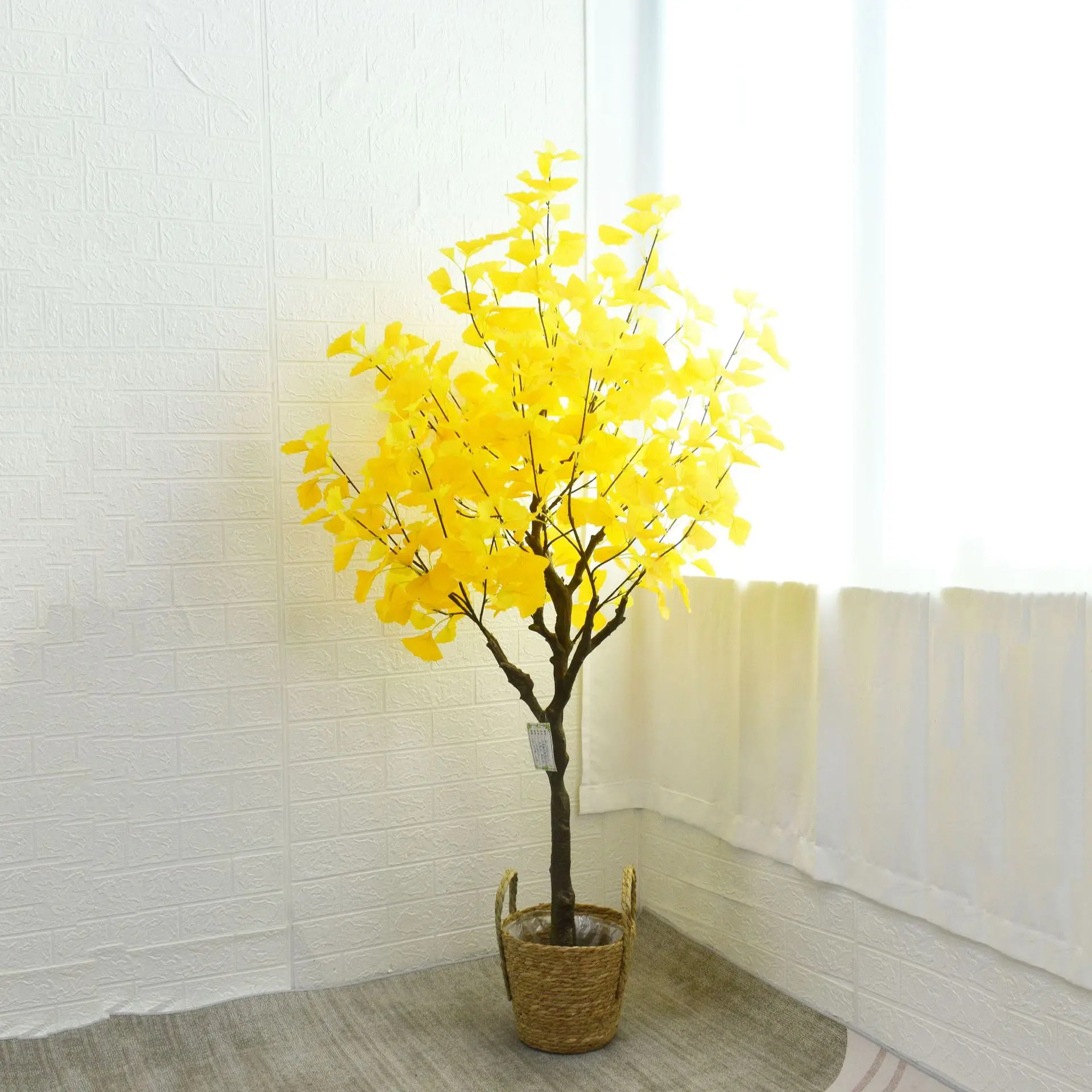Wholesale artificial ginkgo tree / yellow ginkgo leaf indoor bonsai green plant pot