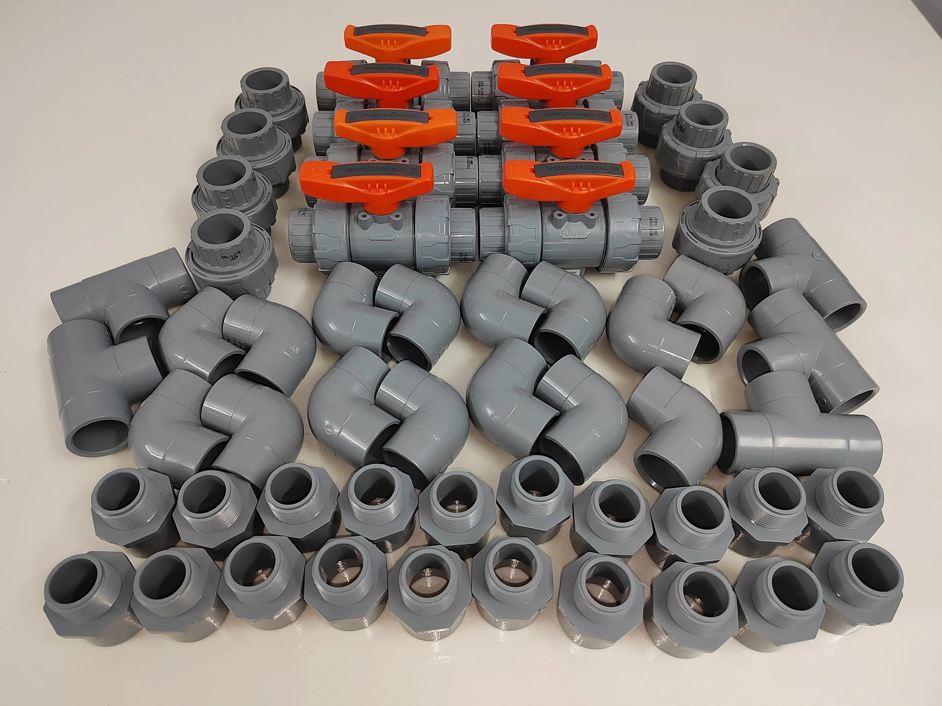 CPVC pipes, fittings and valves for industrial and chemical equipment installation (ANSI standard /DIN standard)