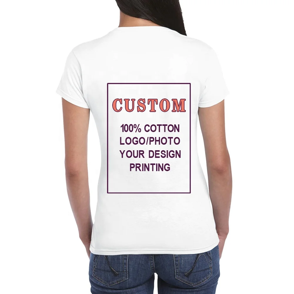 
custom design logo printing plus size plain fitted 100% Cotton blank white women T shirt 