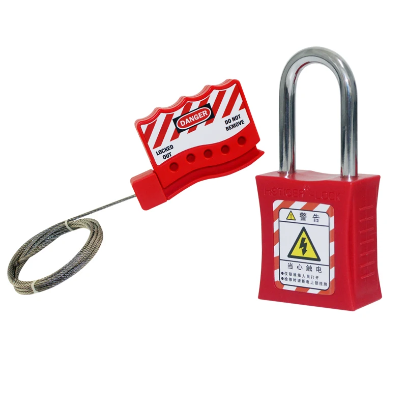 1.8Meter Length Nylon Safety Sheathed Metal Cable Lockout with 3mm Diameter