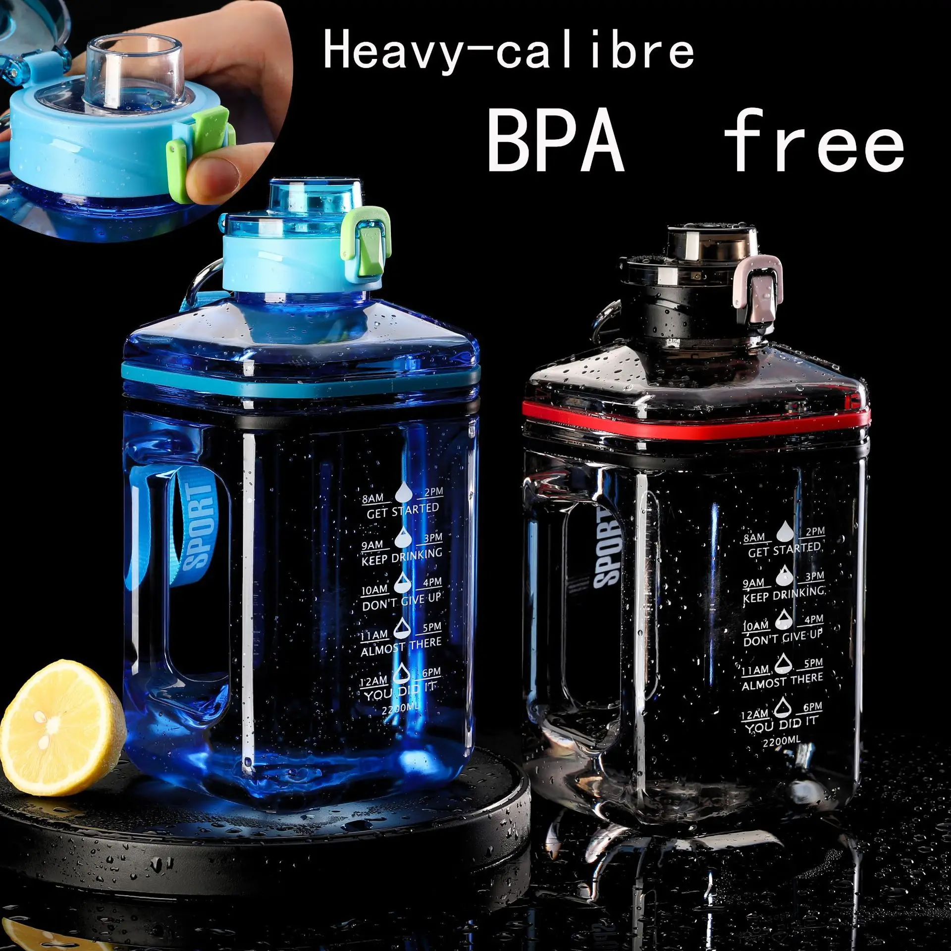 2.2L Super Big Capacity Ton Cup Factory Wholesale Food Grade Plastic Gym Sports Water Drink Bottle For Sports Outdoor