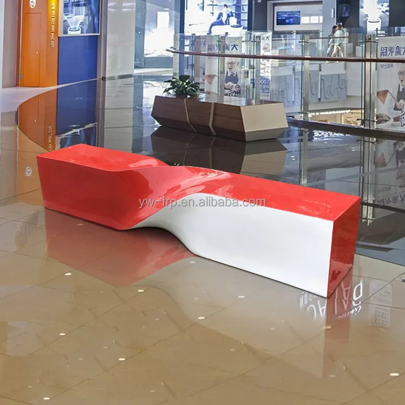 Long Leisure Fiberglass Waiting Chair Airport Shopping Mall Bench Lounge Seat For Public