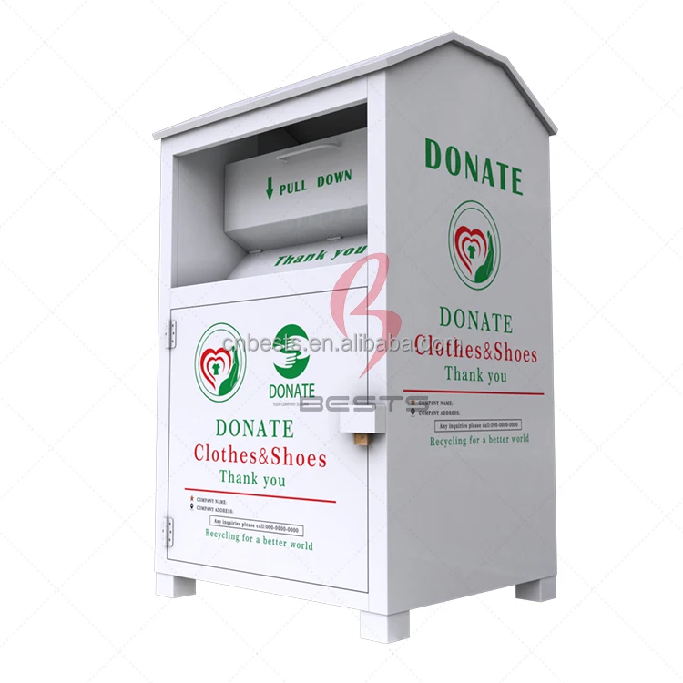 China metal steel outdoor street clothing donation bin recycling clothes box