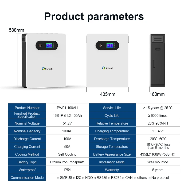 6000 циклов жизни Smart BMS 48 В 51 2 100AH 5kwh настенная батарея солнечная гибридная автономная домашняя система
