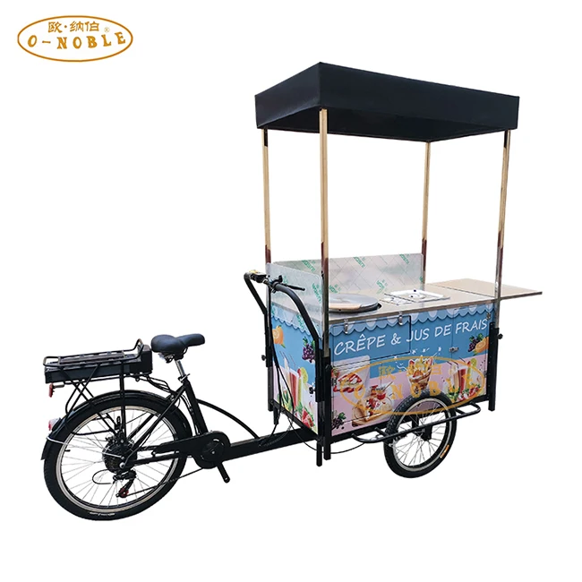 O-NOBLE Outdoor Sale Food Tricycle Crepe Bike with Pancake Maker