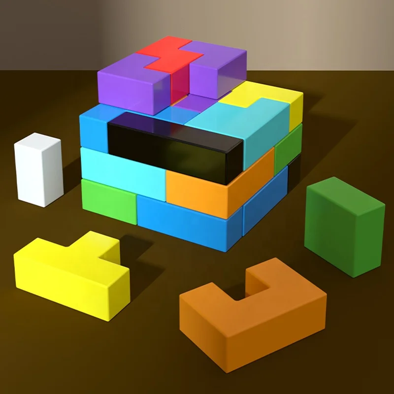 Wholesale Children Shape Matching Block Puzzle Toy Wooden Geometric Stacking Block Set Game