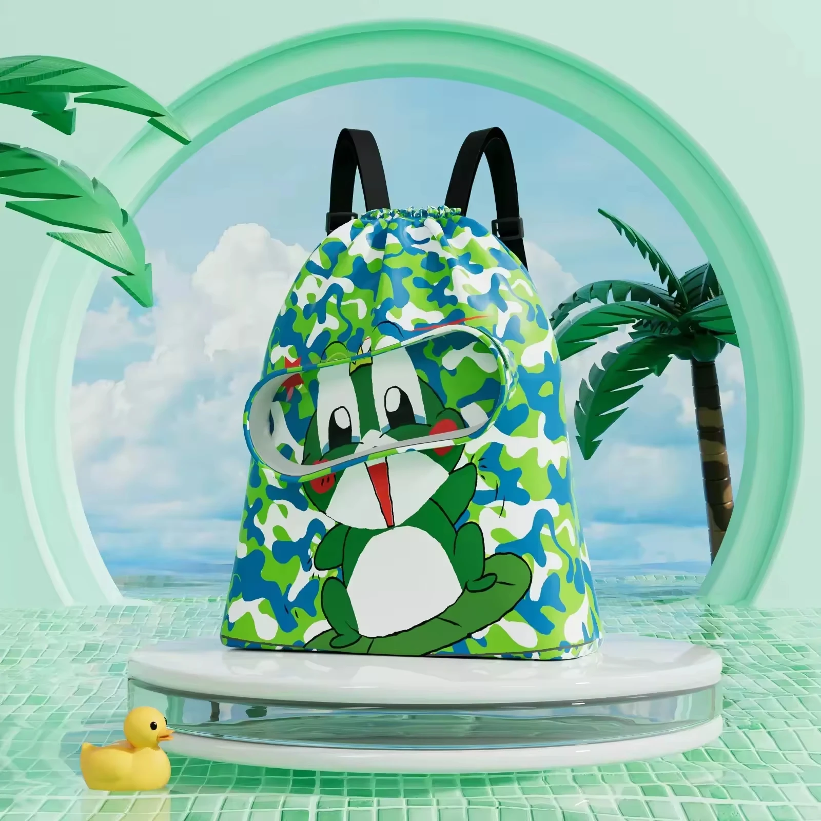 2024 New Cute Cartoon Beach Backpack Ready Stock Children Dry Wet Separation Waterproof Storage Swimming Bag for Swimming Glass