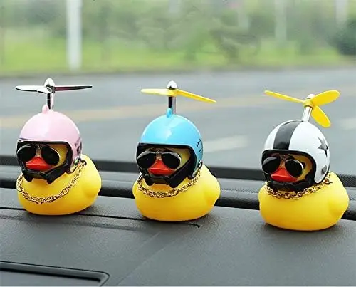 Cartoon Duck with Helmet & Propel Bicycle Bells Kids Shining Flashing Duck Head Light