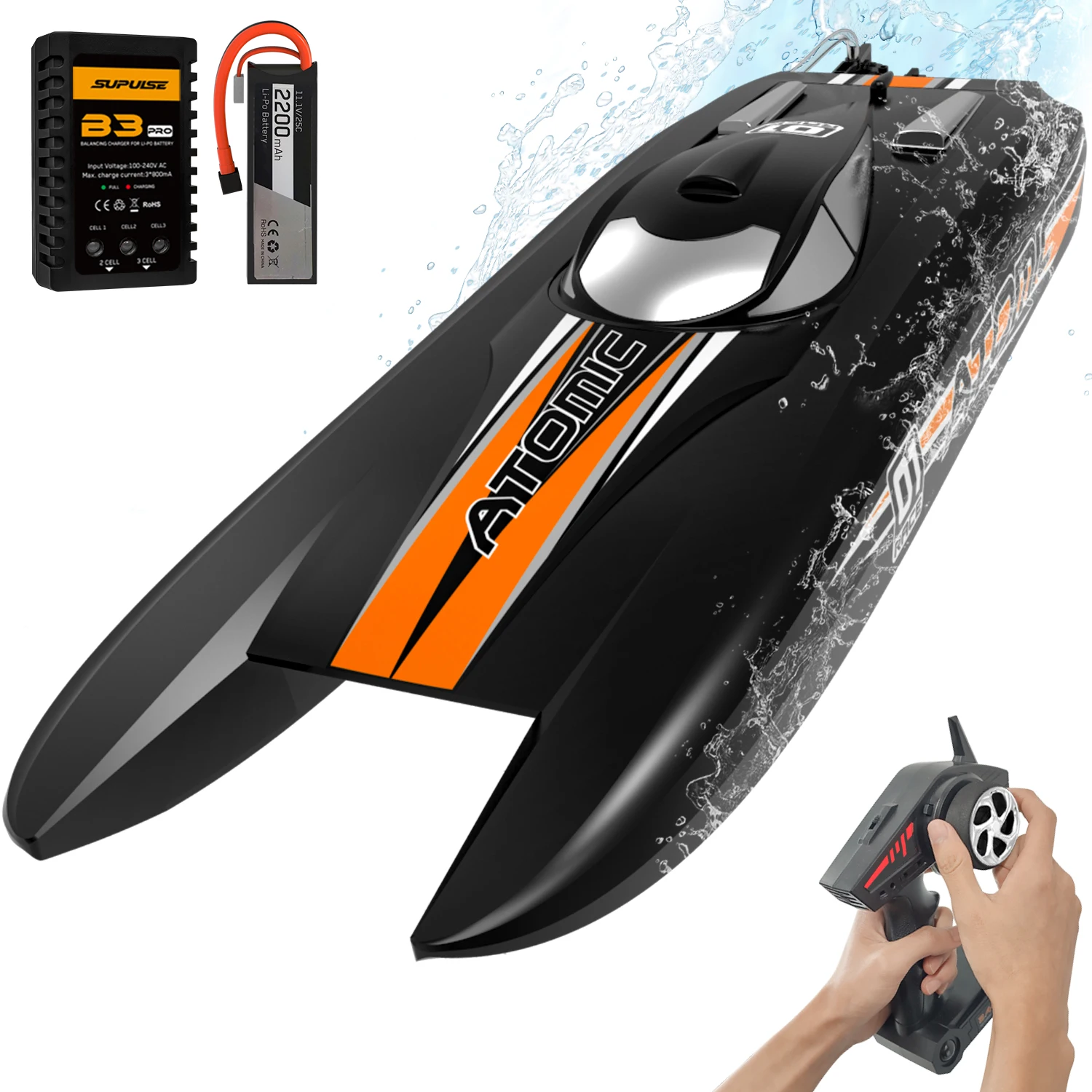 ATOMIC High Speed RC Boat Radio Control Toys Bushelss Water Cooled Motor Electric Racing Boat