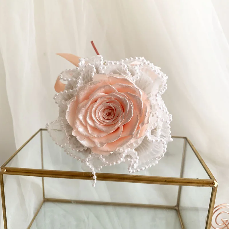 Wholesale Preserved Flower Customized Color Stabilized Eternal Immortal Preserved Roses Mini Bouquet In Box For Mothers Day Gift