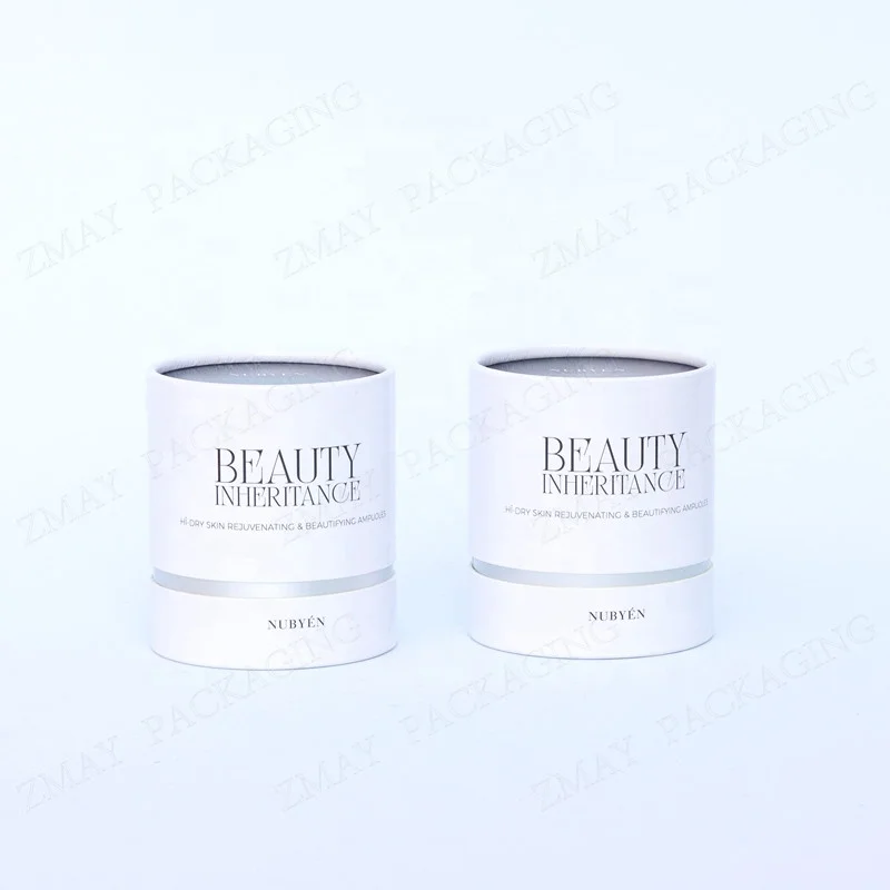 biodegradable custom cardboard tube paper round boxes cosmetic bottle packaging with foam tray