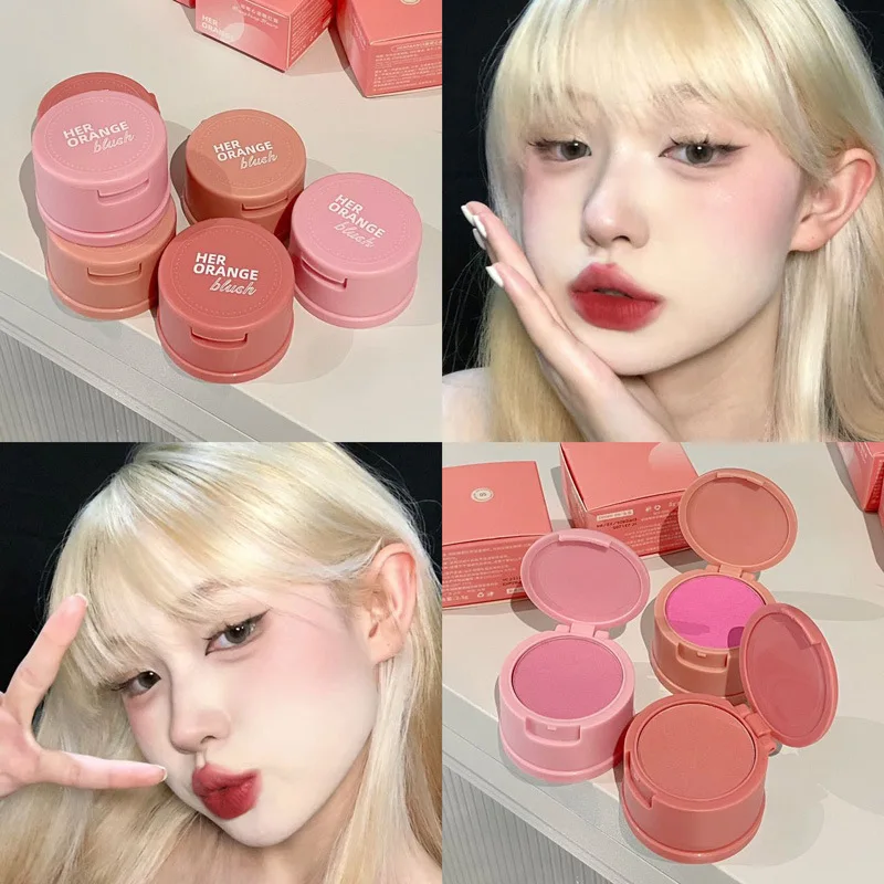 Customized Logo Waterproof Blusher Vegan Heart Shape Single Matte And Glitter Blush Private Label Compact Powder Blush