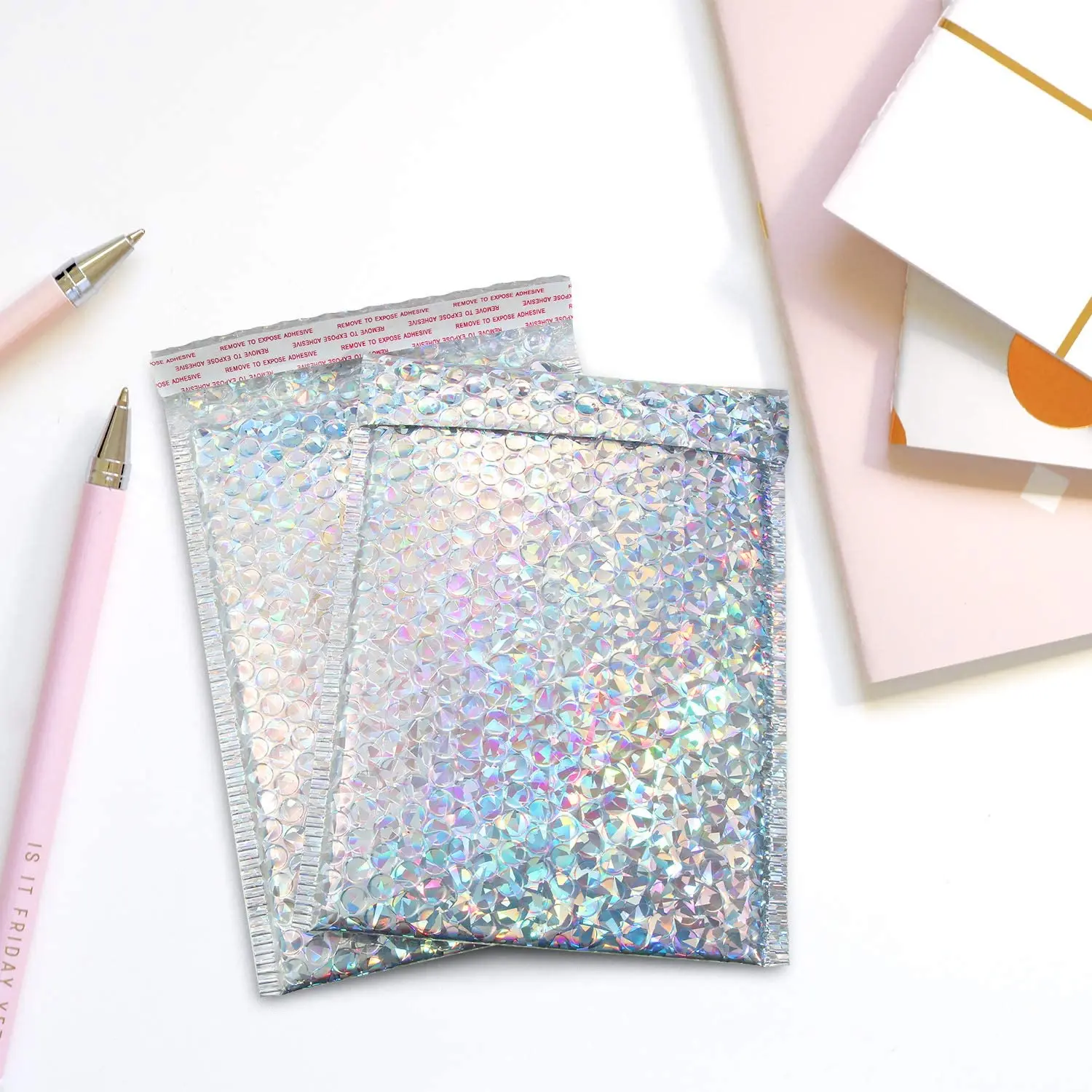 Cheap Custom Logo Big Mailing Packaging Mailer Poly Holographic Bubble Envelope With Logo