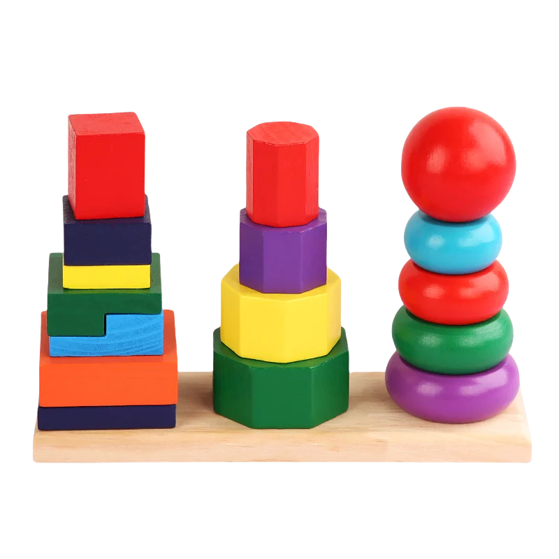 Stacker Toys Stackable Car Toys Rainbow Wooden Geometric for Kids Aged 2 to 4 and 5 to 7 Years Color Box Unisex Picture Playing