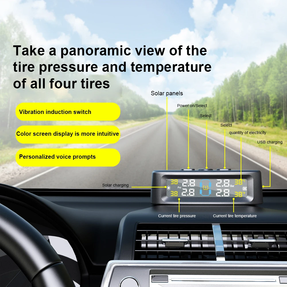 Wholesale Digital T12 8bar For Car TPMS Sensors Tpms USB Car Digital Tire Gauges Spare Tyre Internal/External Sensor System