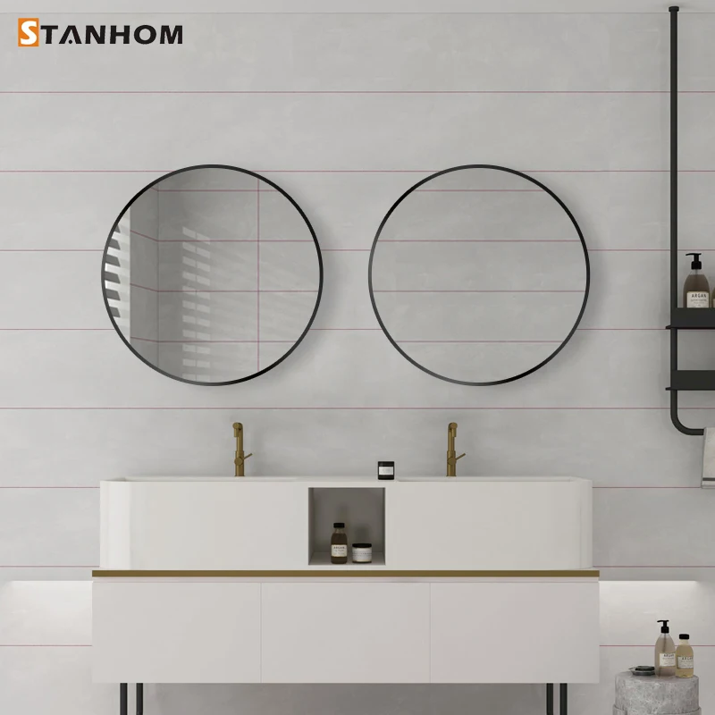 STANHOM round black custom aluminum wall luxury frame mirror