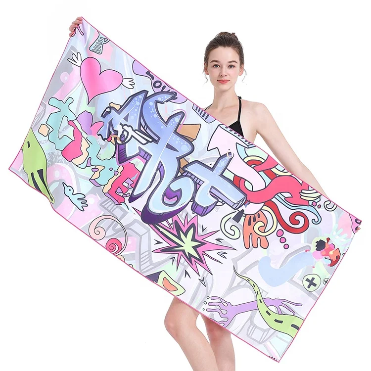 Custom sand free printed microfiber suede beach towel