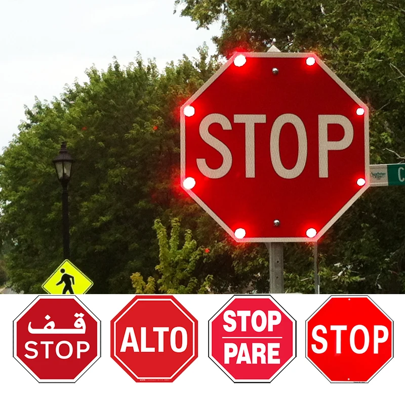 Custom red white handheld reflective aluminum octagon ALTO PARE stop warning sign Regulatory STOP Road Signage for sales