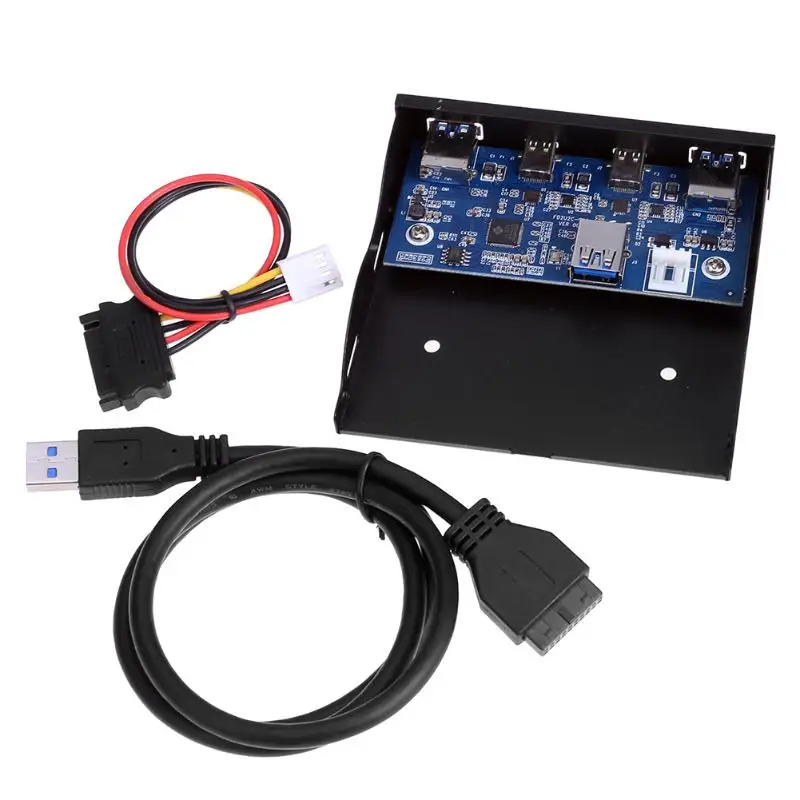 
19/20Pin Front Panel Port Desktop PC Front Floppy Drive 2xUSB3.0 + 2xType-C Port Extender Panel 
