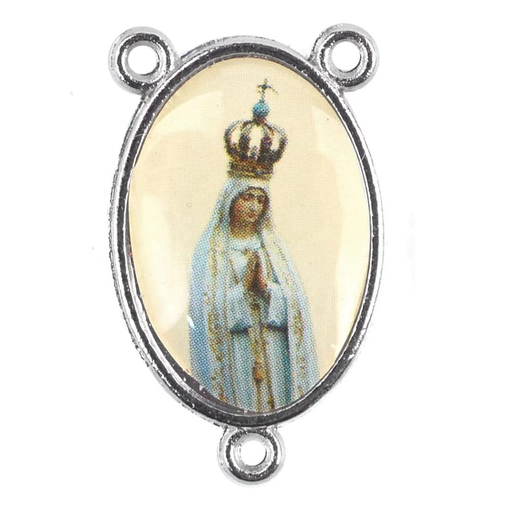 Wholesale Religious Rosary Parts Our Lady Fatima Sticker Rosary Centerpieces Alloy Jewelry charms Pendants for Rosary Making