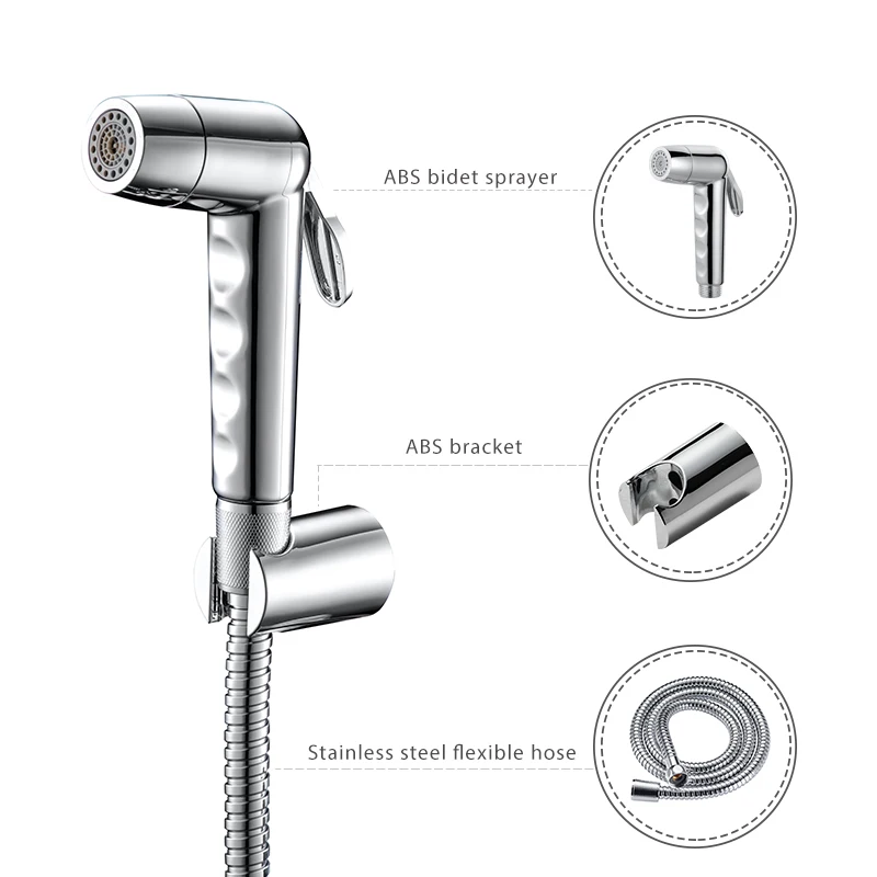 GEE-N Silver Modern ABS Spray Gun Bidet Sprayer Wall Mounted Personal Hygiene Muslim Shattaf