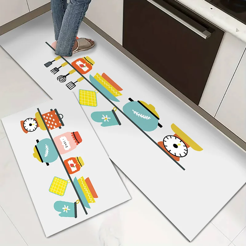 2-Piece Kitchen Floor Carpet Rugs and Mats Set Waterproof Cushioned Fatigue Resistance kitchen mat