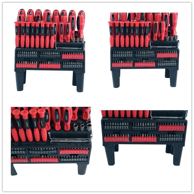 Shuangjian 22 year custom manufacturer 100 PC Manufacture Price OEM Durable Bulk stocks Screwdriver And Bit Set with Rack