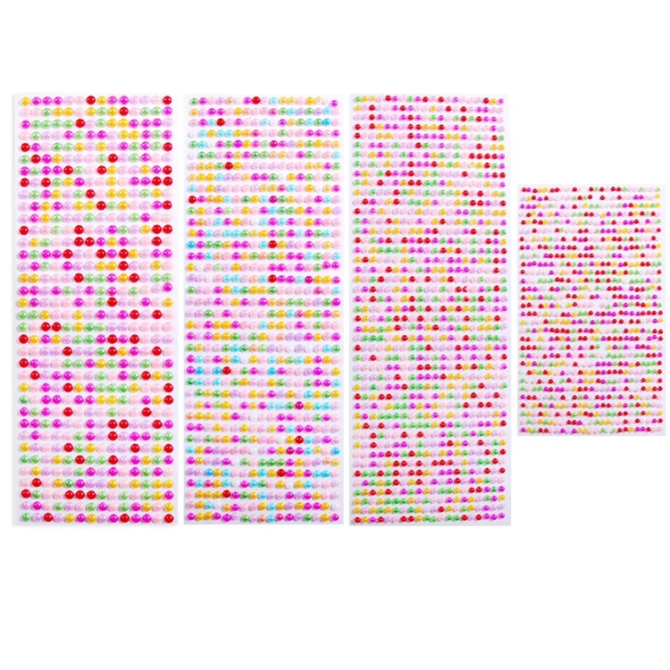 Hisenlee 3MM 4MM 5MM 6MM Mixed Color Half Round Shape Pearl Sticker For DIY Dress Decoration Accessories Creative Sticker