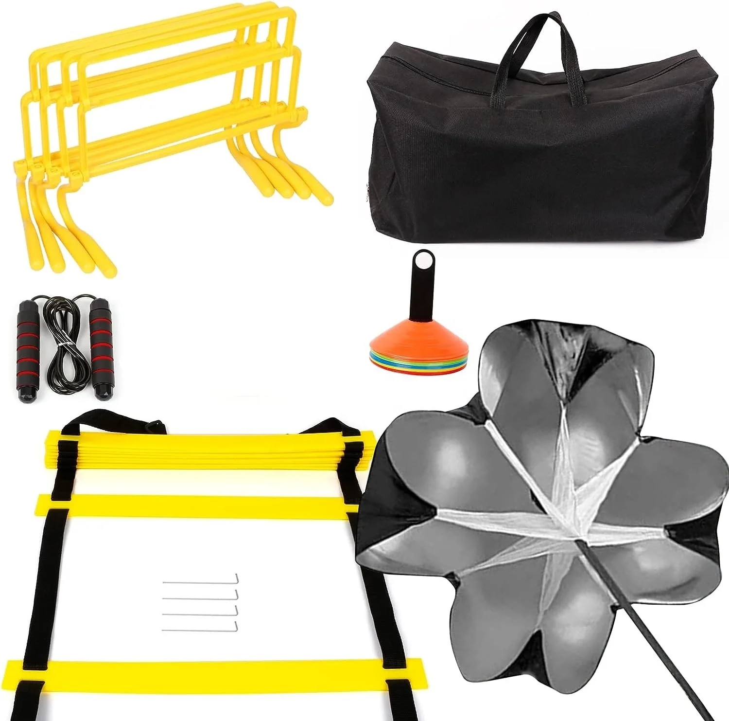 Disc Cones Agility Ladders Speed Jump Rope Powered Parachute Football Equipment Speed Agility Training Set