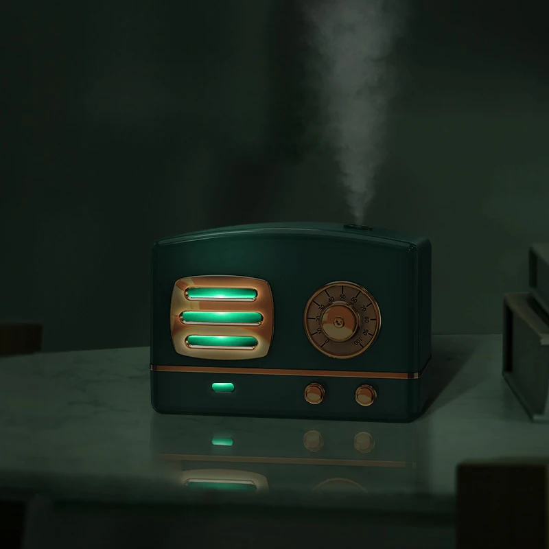Unique Mini USB Air Retro Radio shape Humidifier with night light as gift
