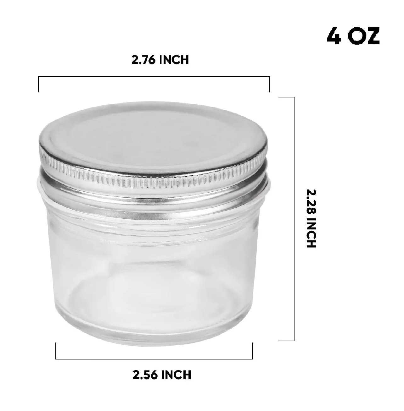 Mason Jar with Lid Food Grade 4oz 120ml Clear Empty Regular Mouth Glass Honey Jar Mini Glass Jars for Jams Spices