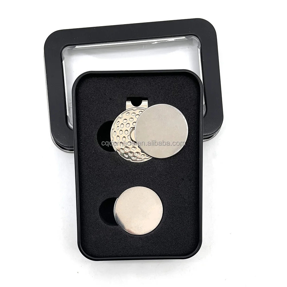 Blank Golf Promotional Golf Gift Set black Tinplate box Golf hat clip and ball makers