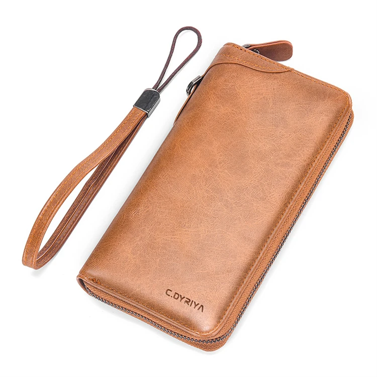 2024 brand name private label multi function large zipper atm card slim long mens wallet with logo