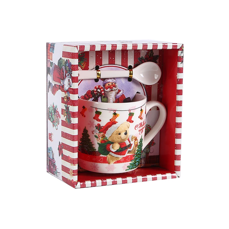 Russia New Design Christmas present Custom Logo Printed Sublimation Coffee Porcelain Santa Claus Ceramic Christmas Mug