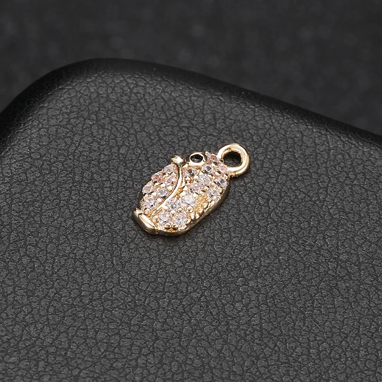 Christmas Gift Making Accessories Cute Cat Robot Frog Prince Shape Mini Gold Plated CZ Charms For Jewelry Making