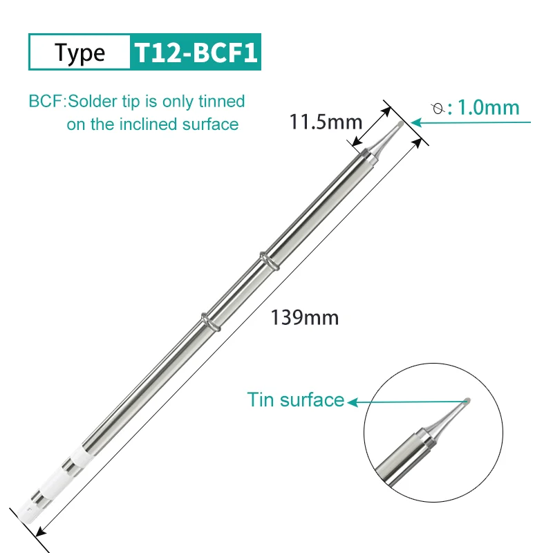 Hot sale only tin on the inclined surface Type T12-BCF1 soldering Iron tip for FM2027 Soldering iron T12 Soldering iron TIPS