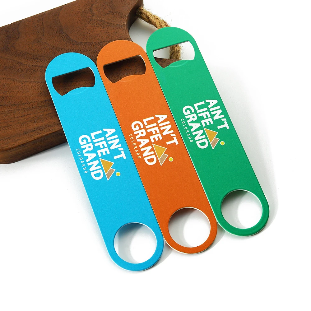 Wholesale Opener Bottle 2d 3D Letter Logo Stainless Steel Flat Bottle Opener Summer Bar Beer Bottle Opener with Packing Card