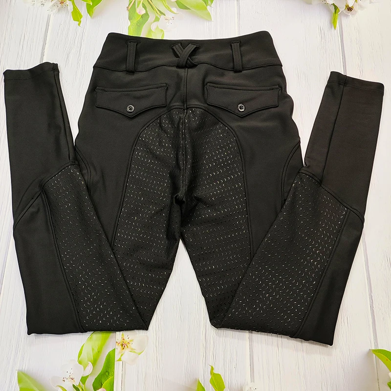 Eco-Friendly Black  Breeches jodhpurs Full seat silicone Riding Tights With Zipper Women Equestrian Pants