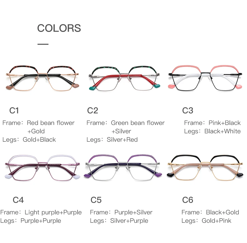 Luxury trend metal eyeglasses frame  spring fashion ladies optical prescription glasses frame anti blue light glasses for girl